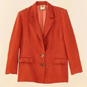 Farm Rio Burnt Orange Linen Blazer Size Medium
